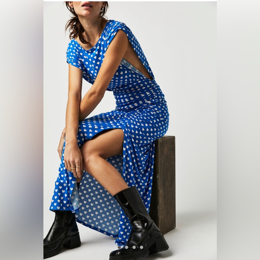 Free People Lakeside Printed Maxi in Bluebell combo